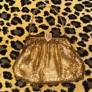 Vintage Gold Sequin Evening Bag w/crystal clasp